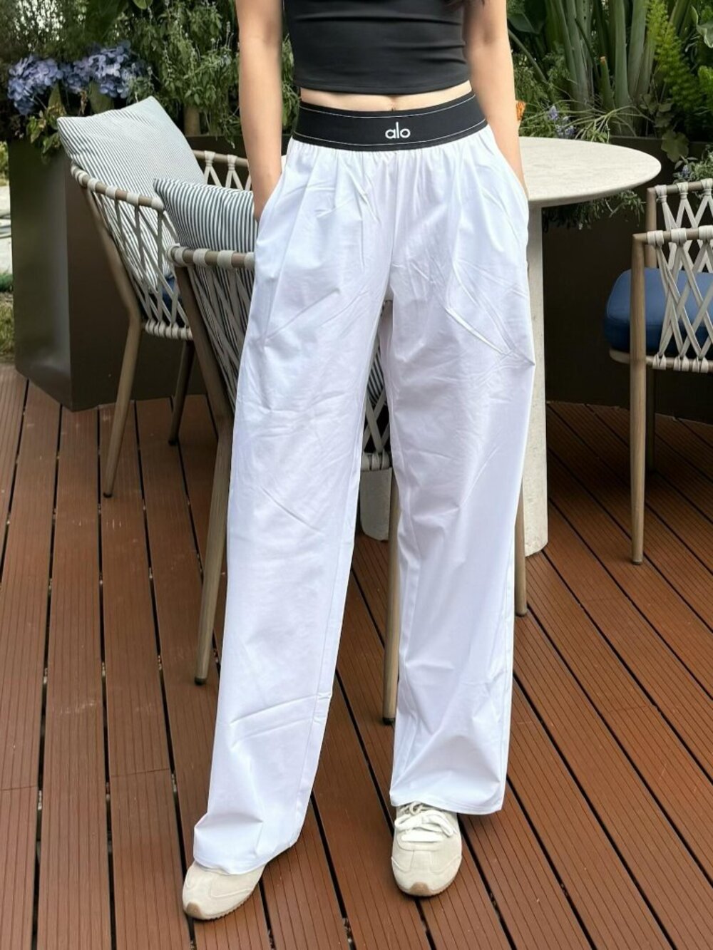 New ALO Yoga White/Black Elevated Casual Trouser👻Suit Up Regular 30" Inseam